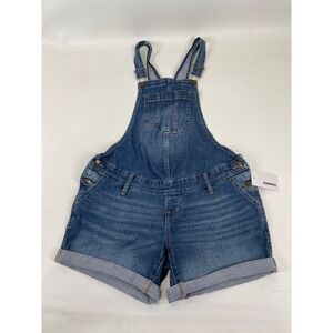 Sonoma Maternity Jeans Shortalls Size 4 Bib Overalls Cuffed Stretch Denim